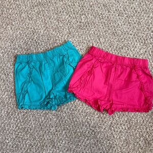 Garanimals Girls Size 5T Ruffle Shorts Bundle Pink Teal Cotton Elastic Waist